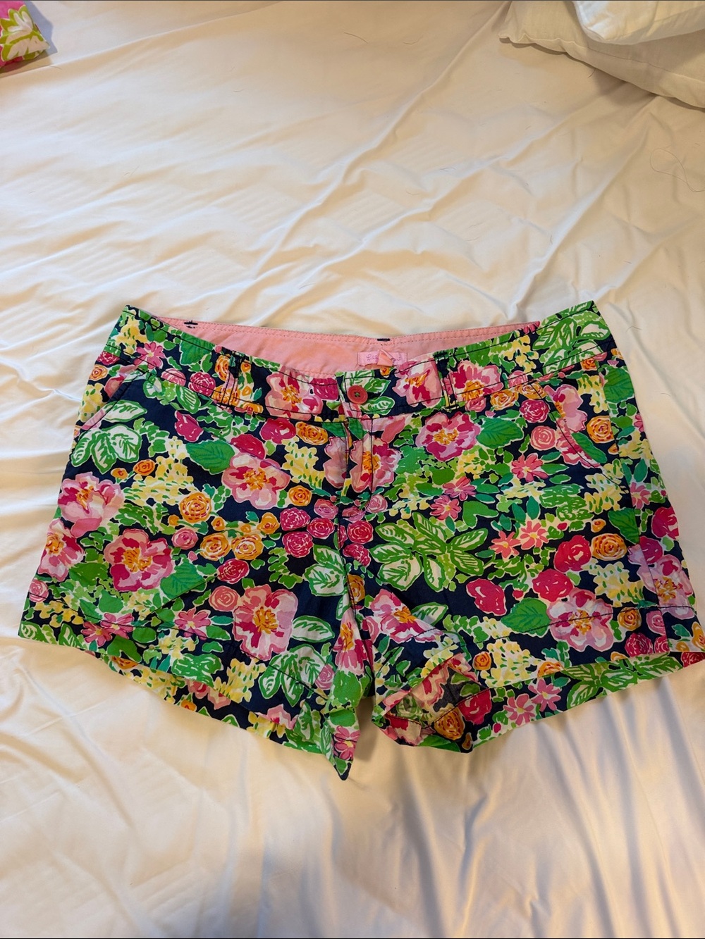 Lilly Pulitzer Floral Print Shorts in Pink, Green & Navy